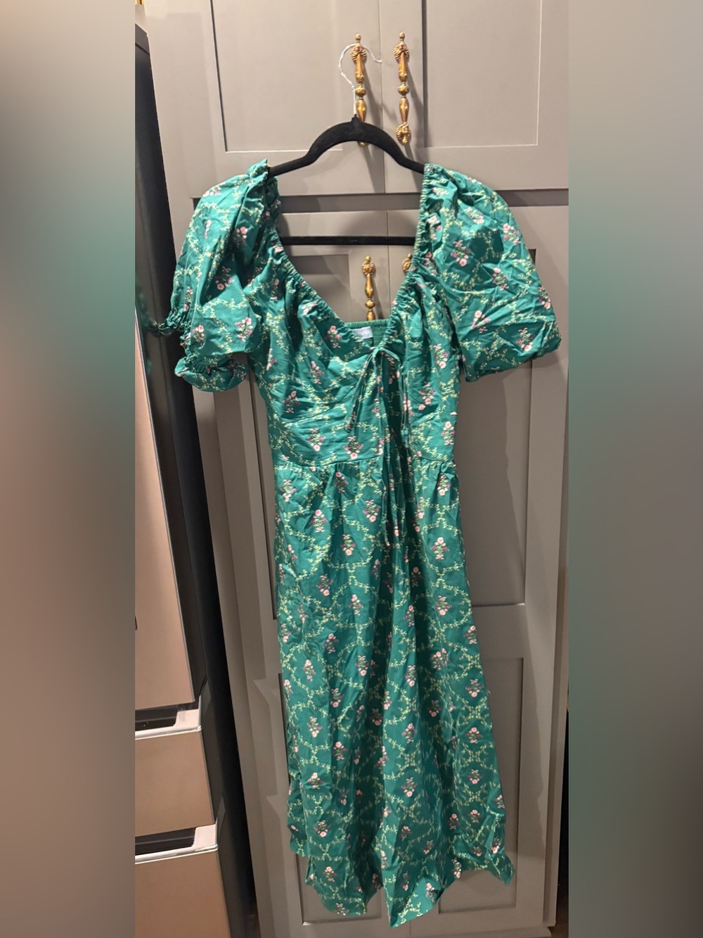 Hill House Ophelia Dress Green Emerald Trellis - Picture 2 of 4
